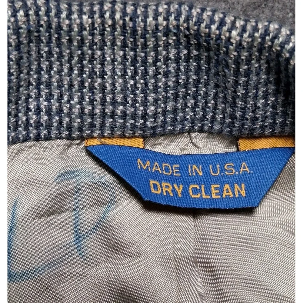 VTG Pendleton Western Sport Coat Blazer Mens 46 Grey Rayon Tweed Suede Shoulder